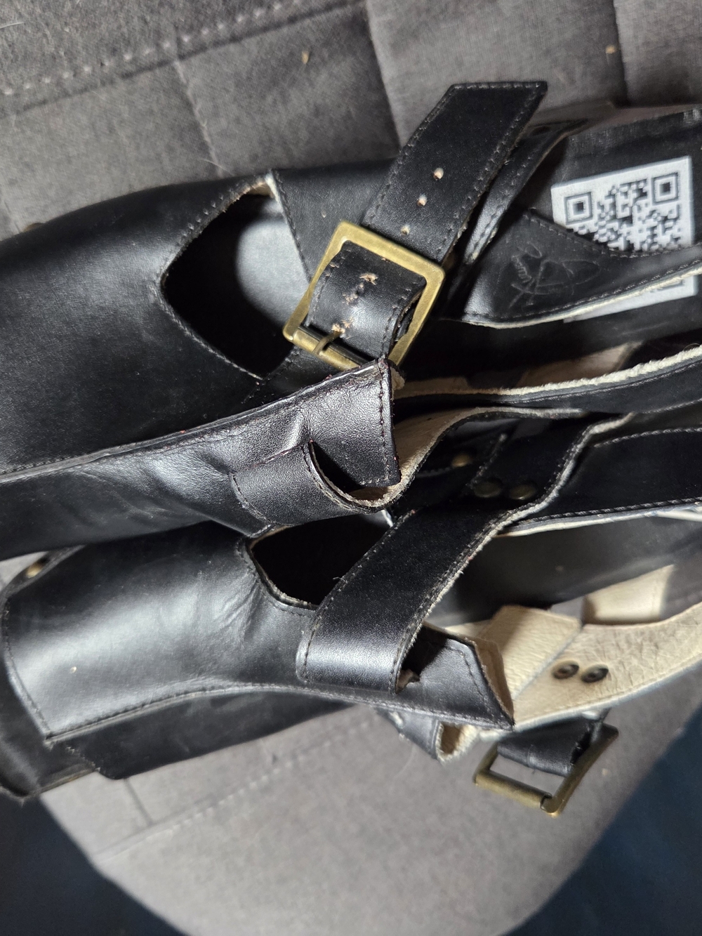 Fluevog Response Black Leather Mary Jane Heels with Buckle